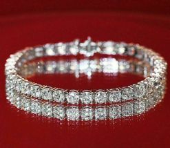 10 Carat Ct Round Cut VVS1 Diamond Tennis Bracelet 14k White Gold Over 7.25&quot; - £121.22 GBP