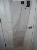 Izod Golf SportFlex Pants Men 36x34 off white  Flat Front no wrinkle met... - $29.58