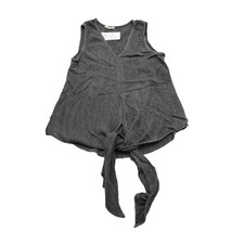 Entro Shirt Womens S Gray Sleeveless VNeck Tie Rayon Basic Blouse - £12.33 GBP