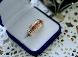 2.15CT Princess Cut Ruby 14K Yellow Gold Over Women&#39;s Engagement Vintage Ring - £69.48 GBP
