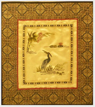 Antique Chinese Silk Embroidery Bird &amp; Foliage Framed, 29 x 26 cm - £63.55 GBP