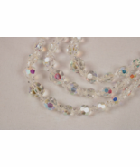 Vintage 50s AB Crystal Choker 3 Strand Necklace Graduated Stones WOW - $15.88