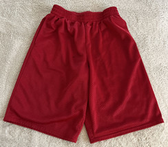 Athletic Works Red Mesh Basketball Shorts Pockets 10-12 - £6.53 GBP