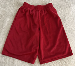 Athletic Works Red Mesh Basketball Shorts Pockets 10-12 - £6.55 GBP