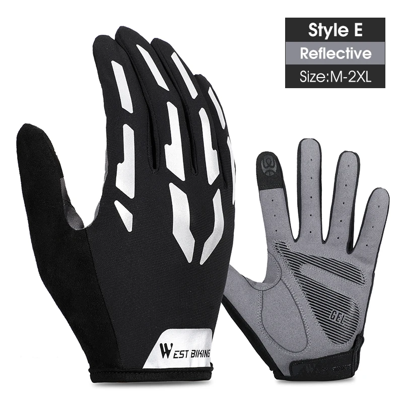 WEST BI Mountain Bike Full Finger Glove Non-slip Shockproof Touch Glove Golf Cyc - £145.74 GBP