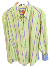 Robert Graham Light Green Striped Long Sleeve Shirt Size Medium - £75.66 GBP