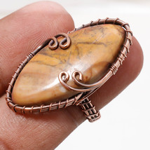 Royal Jasper Gemstone Handmade Ethnic Copper Wire Wrap Ring Jewelry 6.25&quot; SA 528 - £5.96 GBP