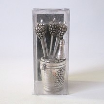 Vintage Silver Plated Cocktail Fork Set Grapes In Champagne Bucket With Box - $34.63