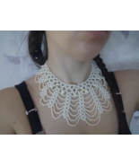 Handmade Vintage Beaded Lace Trim Collar Ribbons Necklace Jewelry Weddin... - $40.22 CAD