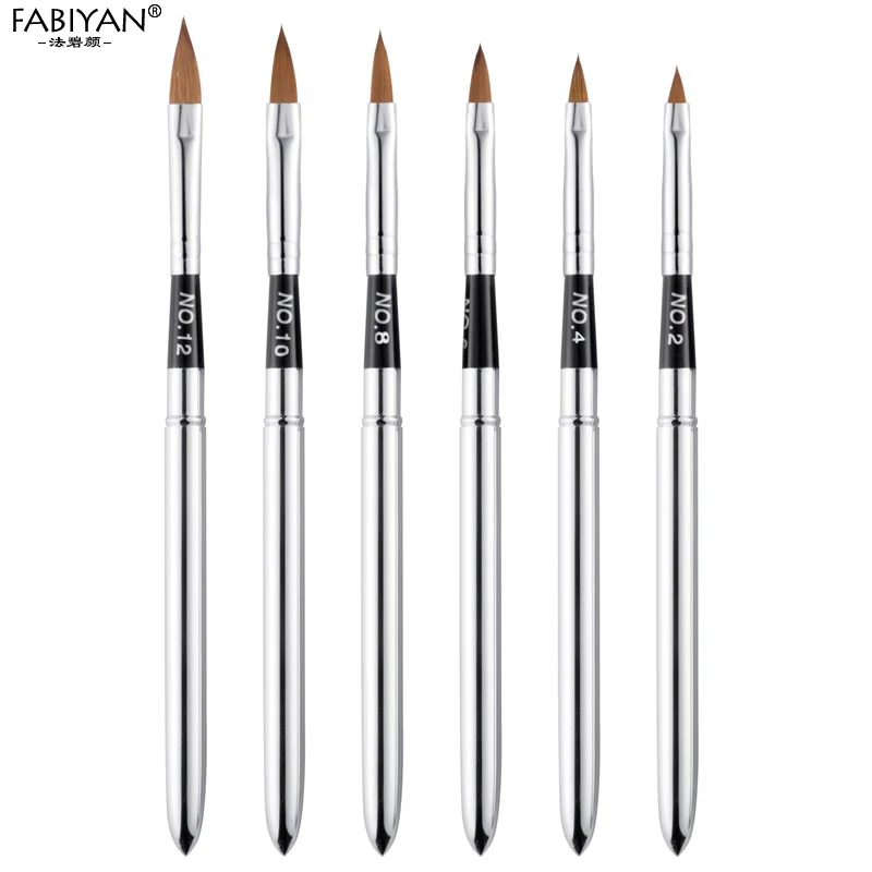 6pcs/set Nail Art Crystal Pen Brush Acrylic Gel UV Polish Steel Metal Copper - £11.33 GBP