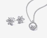 Sterling silver Sparkling Herbarium Circle &amp; Cluster Necklace and Earrin... - $17.98+