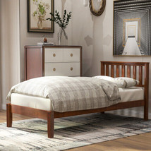 Wood Platform Bed with Headboard/Wood Slat Support.Twin (Walnut) - $191.05