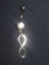  316 Surgical Steel Silver Usa Infinity Forever Cz Jewel 14 Gauge Belly Ring - £5.17 GBP