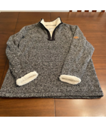 Orvis Men&#39;s 1/4 Zipper Pullover Sweater Gray Heathered Mock Neck Fleece ... - £18.92 GBP