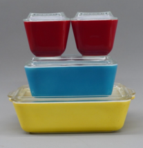 Retro Complete 8 Pc Pyrex Refrigerator Casserole  Dish Set Primary Colors - $153.99