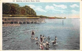 Swimming at Savin Rock Connecticut 1920s postcard - $6.39