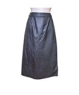 Yessica Vintage Leather Pencil Skirt Black Midi Back Split Size M c - $35.99