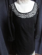 &quot;&quot;BLACK WITH BLACK LACE OVERLAY - LIGHT WEIGHT DRESS&quot;&quot; - MUSE - SIZE 6 - £7.90 GBP