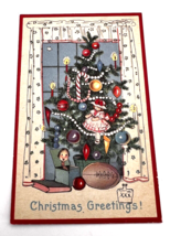 Vintage Christmas Postcard Tree Doll Football Original Art of Bottle of ... - $18.32