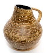 Hand Crafted Textured Studio Art Pottery Stoneware Jug Vase Signed Glaze... - $54.45
