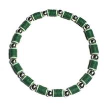 Heishi Handcrafted Green Beaded Anklet, Elastic Stretch Anklet with Silv... - $5.99