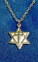 Vintage NOS 1960s 12K GF Messianic Judaism Star of David/Cross Pendant w/Chain - £41.51 GBP