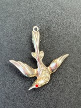 Vintage Sterling SIlver Marked Flying Bird w Clear Rhinestone Accents Pendant  - £19.61 GBP