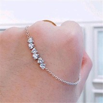 Mother&#39;s Day Release 925 Sterling Silver Sparkling Endless Hearts Chain Bracelet - £19.87 GBP
