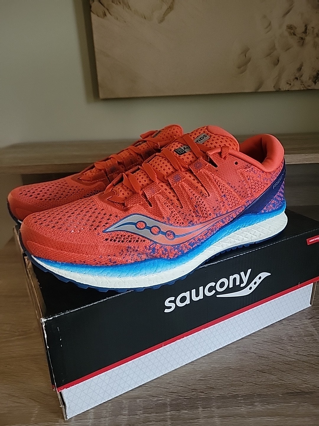 Men&#39;s Saucony Freedom ISO 2 Running Shoes Orange Blue Size 9 S20440-36 - $98.99