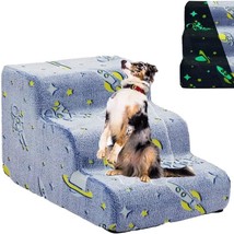 3 Tiers Dog Ramp, Glow-In-The-Dark Sponge Non-Slip Sturdy Pet Steps, Non-Slip Ba - $54.99