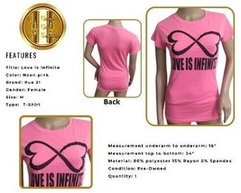 Rue 21 T-Shirt Love is Infinite Pink Crew Neck Cap Sleeves Top M - £14.12 GBP