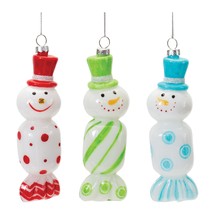 Candy Snowman Ornament (Set of 12 6.25&quot;H Glass - £85.57 GBP