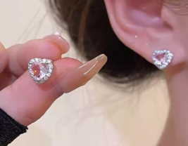 Small and gentle temperament pink love earrings women&#39;s new fashion pers... - $19.80