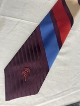 Vintage Countess Mara Tie Maroon With Blue Red &amp; White Stripes - $10.00