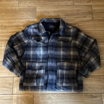 Flannel Wool Chore Jacket Men Plaid Roundtree &amp; Yorke Zip Up Quilted Sha... - $55.00