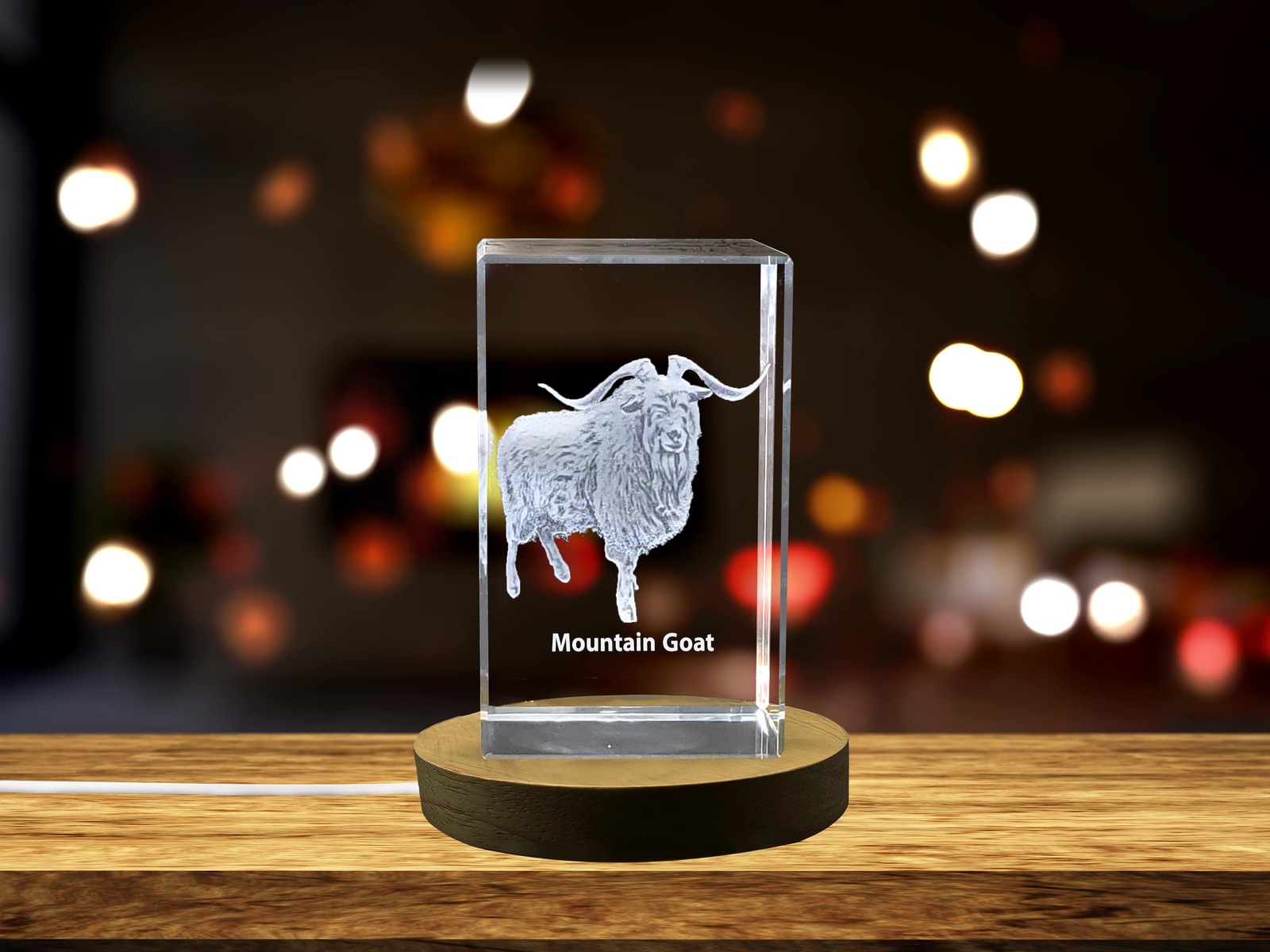 LED Base included | Intricate Mountain Goat Crystal Carvings | Exquisite Gems