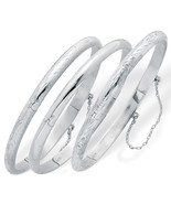 PalmBeach Jewelry Polished, Engraved and Floral .925 Silver Bangle Brace... - £92.15 GBP
