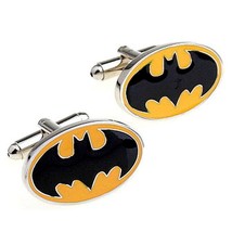 Batman Cufflinks Super Hero Bat Signal Gift Bag Pair Men&#39;s Accessory Comic Book - £9.55 GBP