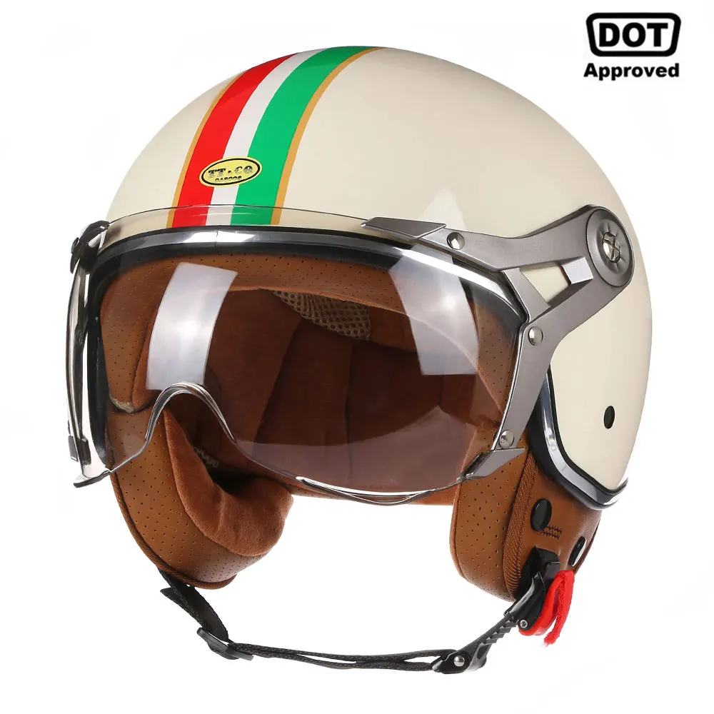 New Open Face 3/4 Motorcycle Helmet Retro Motorbike Helmets Vintage Chopper - $63.15