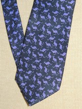Revillon Paris Neck Tie / Necktie Silk blue purple kangaroos 60&quot;x3.75&quot; - £21.23 GBP