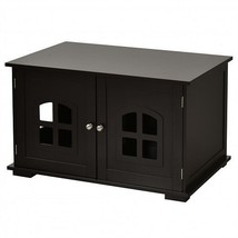 Large Wooden Cat Litter Box Enclosure Hidden Cat Washroom with Divider Coffee -  - £123.85 GBP