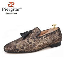  pattern brown color men loafers handmade classic men tassel shoes for party and - £218.34 GBP