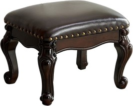 Foot Stool Ottoman Foot Rest Microfiber Leather Upholstered Foot, Black ... - $129.99