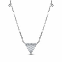 10kt White Gold Womens Round Diamond Triangle Necklace 1/4 Cttw - £326.91 GBP