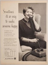 1958 Print Ad Bell Telephone System Happy Lady Talks on Phone Long Distance - $18.79