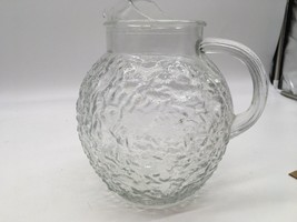 Lido Milano Anchor Hocking Clear Glass  Pitcher Ribbed Handle 1960s Vintage - £20.36 GBP