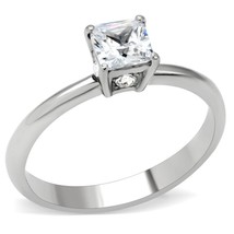 Unique 5mm Cushion Cut Solitaire AAA CZ Stainless Steel Engagement Ring Sz 5-10 - £44.95 GBP