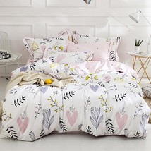 Girls Duvet Cover Twin Floral Aesthetic Bedding Sets White Pink Premium Cotton T - £73.53 GBP