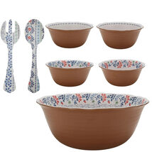 Pioneer Woman Hattie 7-Piece Floral Melamine Salad Bowls Utensil Set Kit... - €31,29 EUR