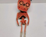 Vintage Spooky Orange Skeleton Hanging Rubber Paper Magic Group Hallowee... - $54.35